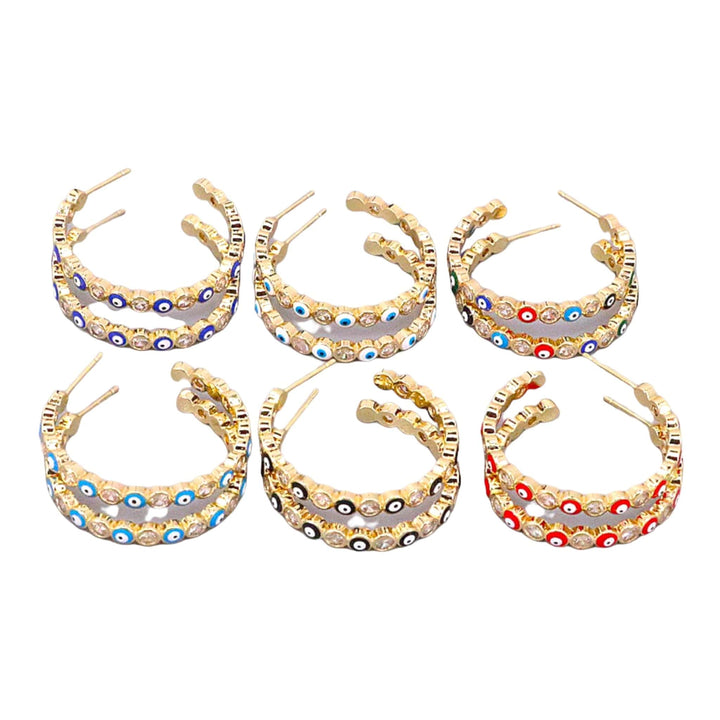 Evil Eye, Hoops, Summer 2022 White Earrings Mannaz Designs Enchanted Evil Eye Hoop Earrings 