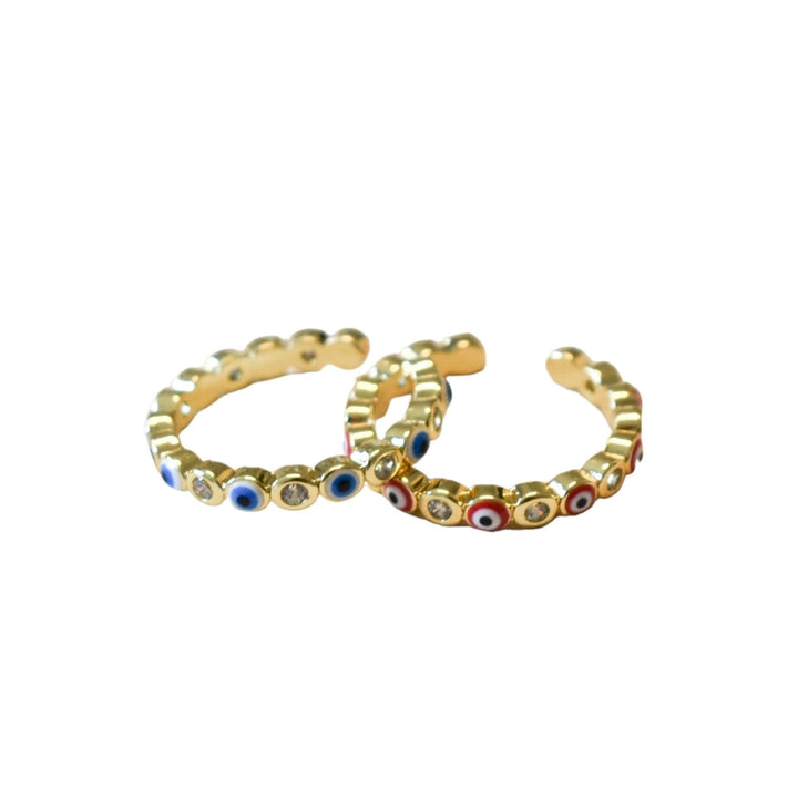 Evil Eye, Fall 2021, Gifts white Ring Mannaz Designs Evil Eye Gold Stackable Rings 