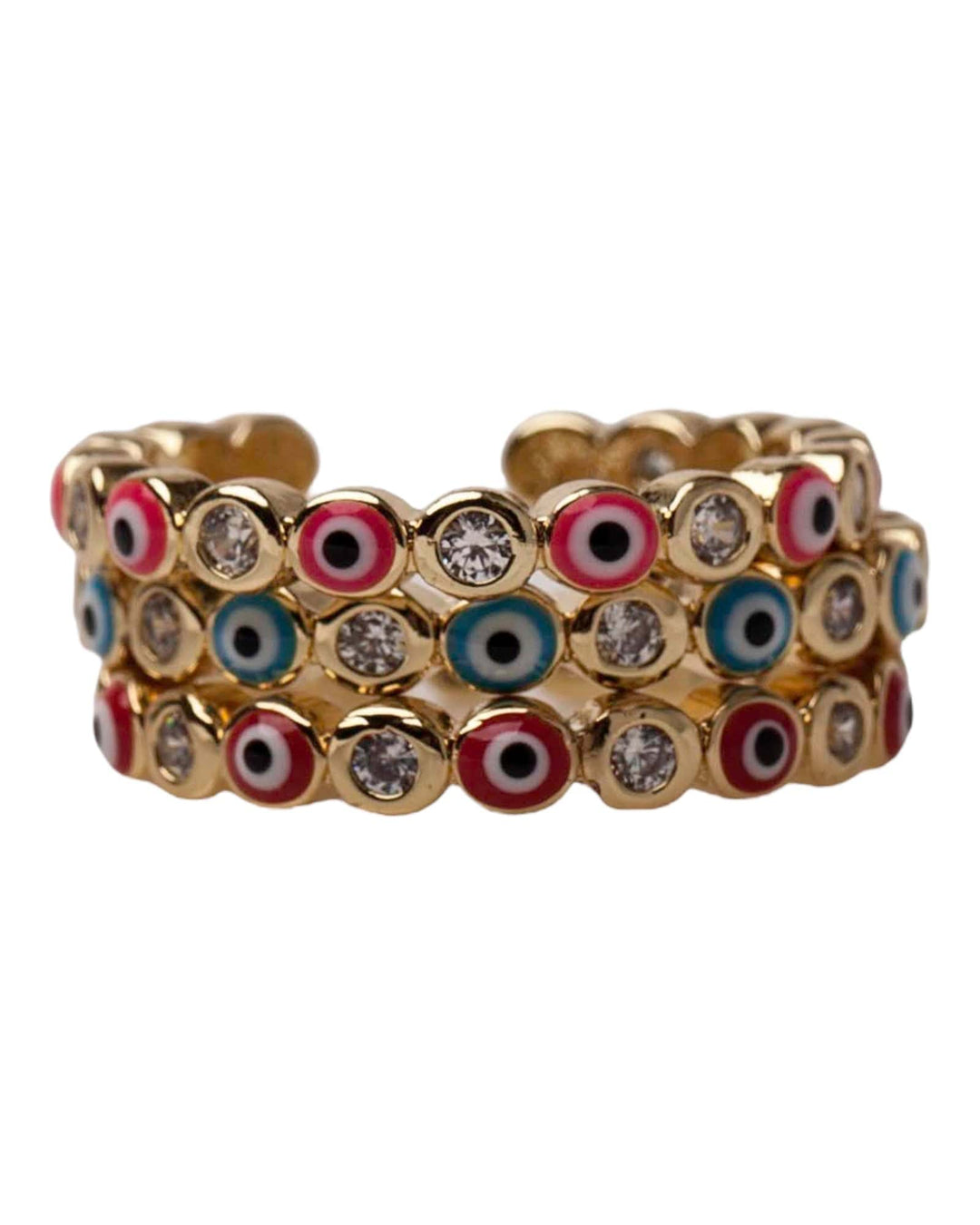 Evil Eye, Fall 2021, Gifts white Ring Mannaz Designs Evil Eye Gold Stackable Rings 