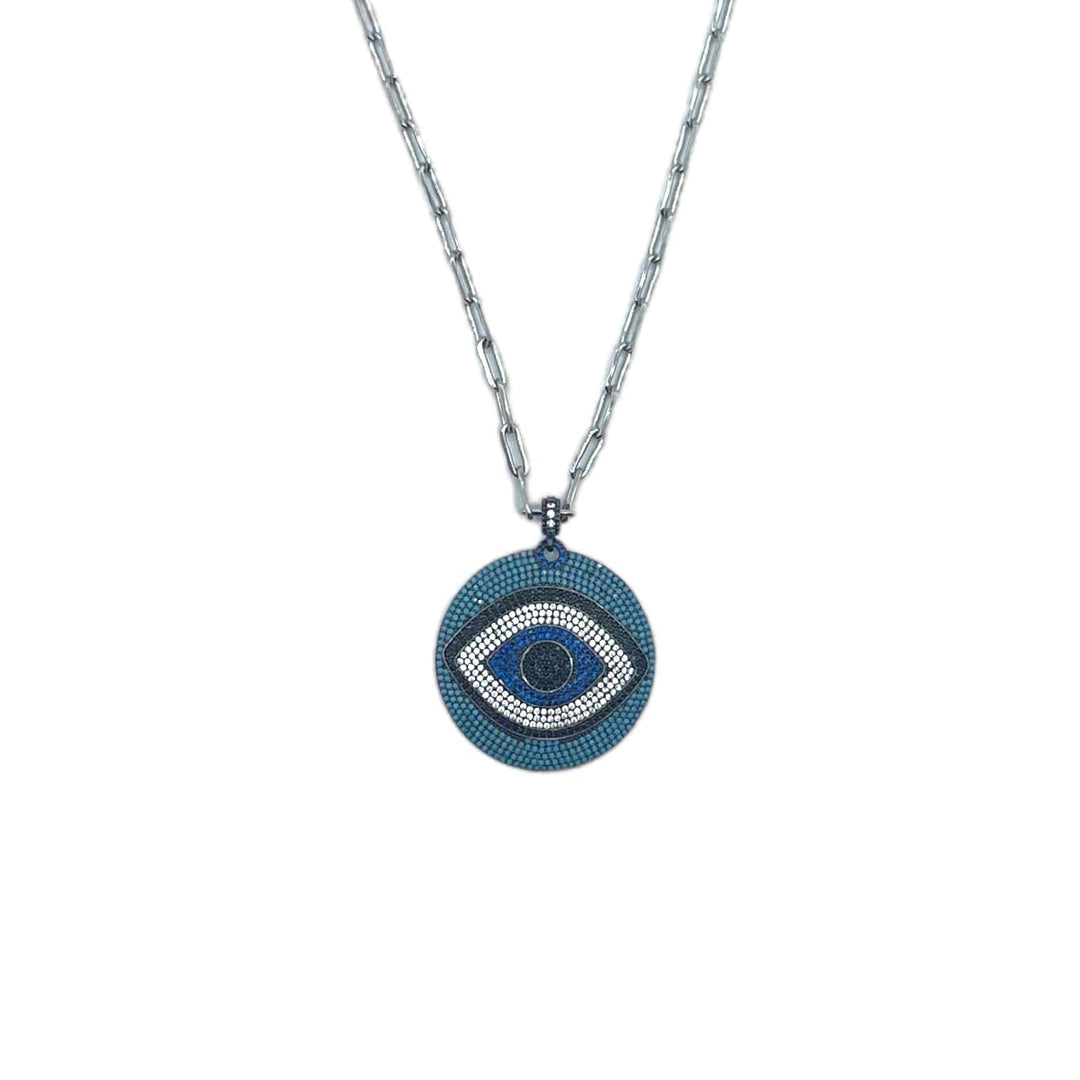  Default Title  Mannaz Designs Evil Eye Turquoise Silver Pendant Necklace 