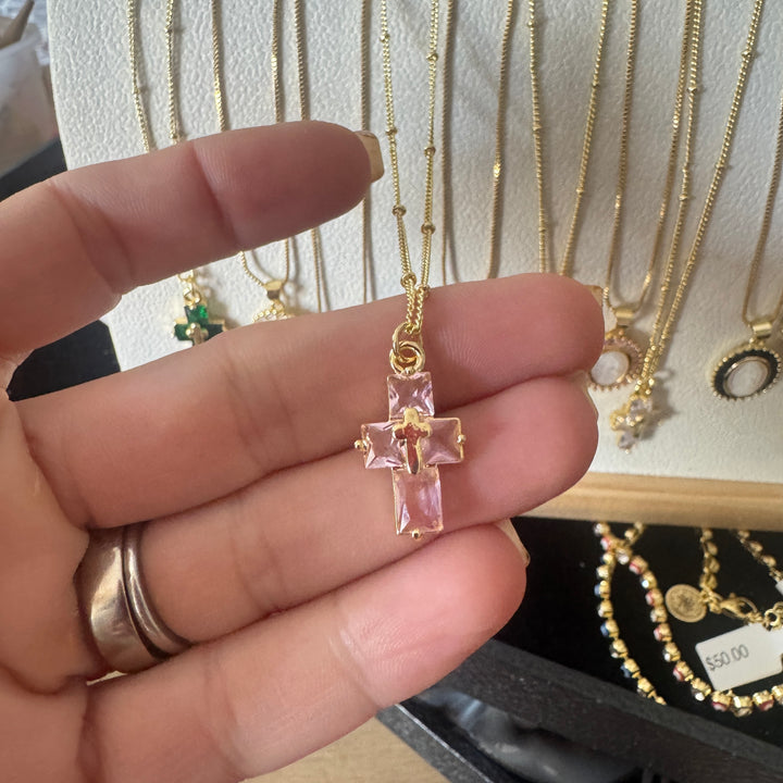 Dainty Crystal Cross Necklace