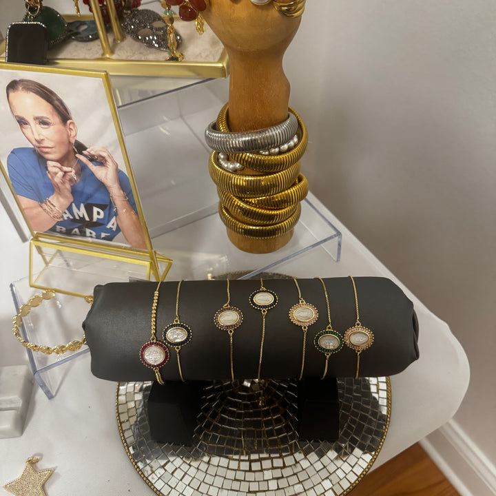 Virgen de Guadalupe Mother of Pearl Gold Bracelet