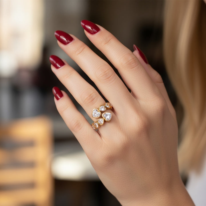 Heart Row Stone Ring