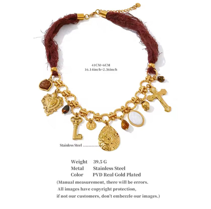 Journey Charm Necklace in cloth and chain