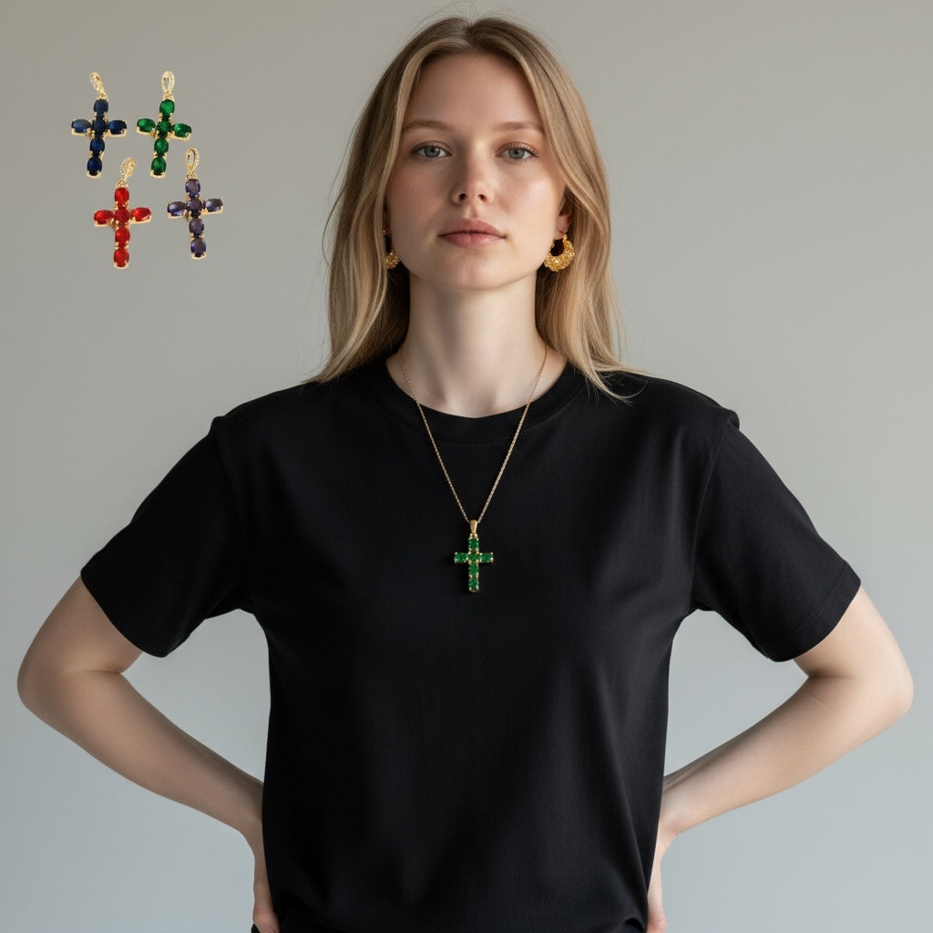 Color Cross Pendant Necklaces