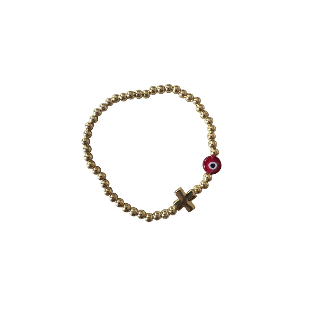 Blessed Bead Bracelet

Gold-Plated Elastic Bracelet with Evil Eye & Cross Char
