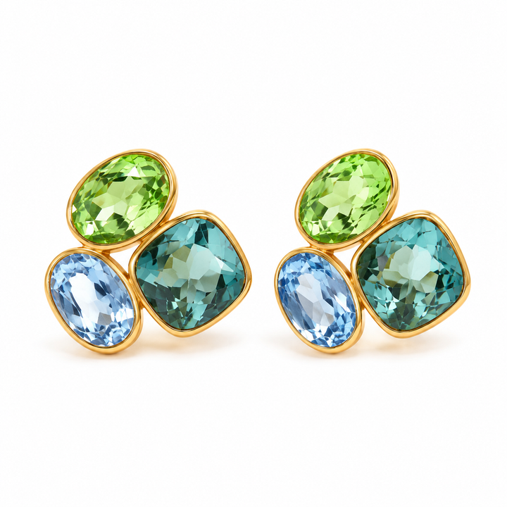 Trio Crystal Cluster Stud Earrings