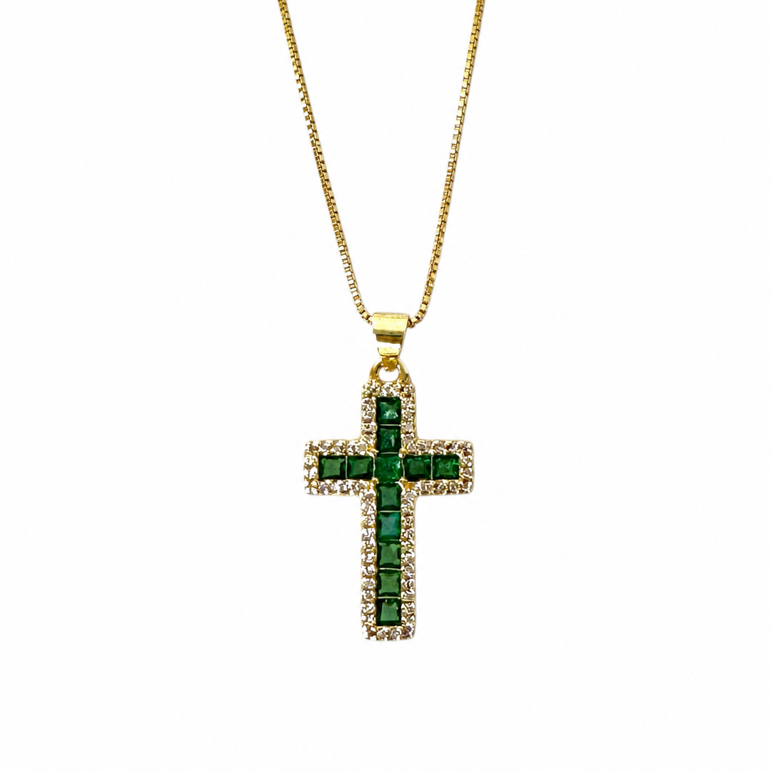 Cross Baguette Zirconia Necklace