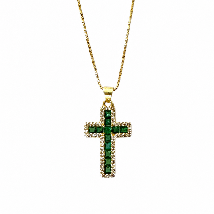 Cross Baguette Zirconia Necklace