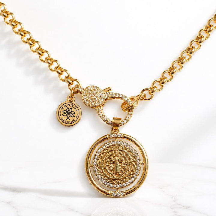 San Benedict Medallion Gold Chain Necklace