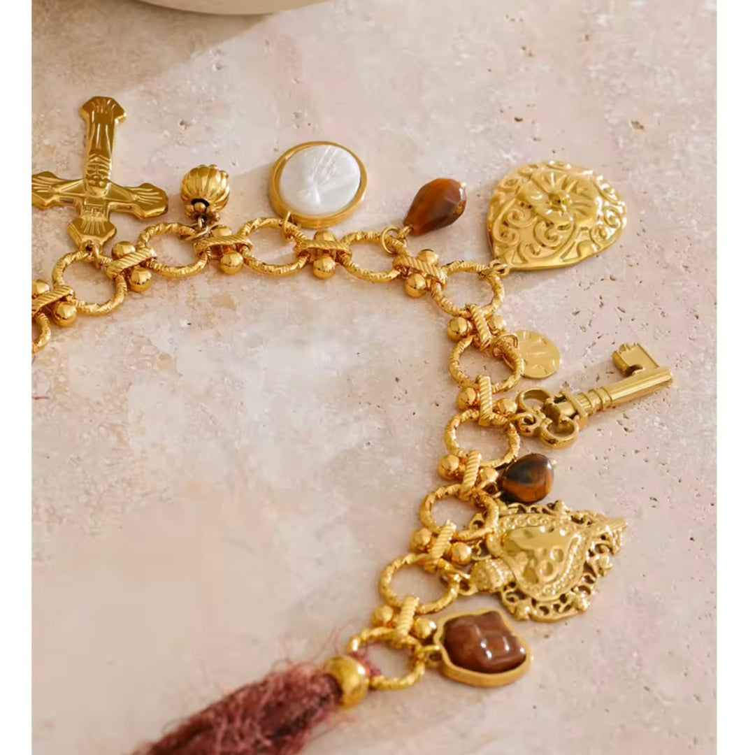 Journey Charm Necklace in cloth and chain