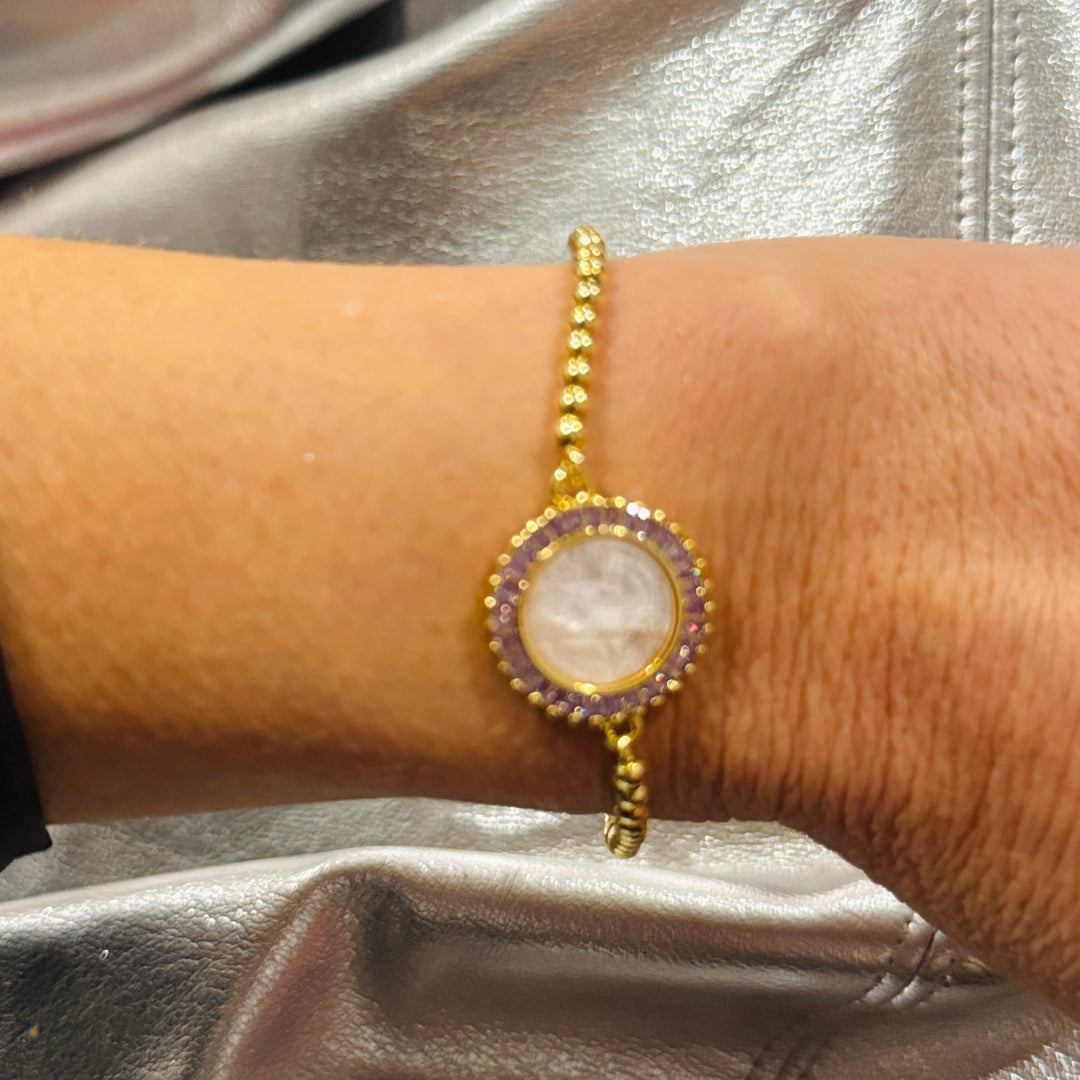 San Benedict Mother of Pearl Protection Slider Bracelet