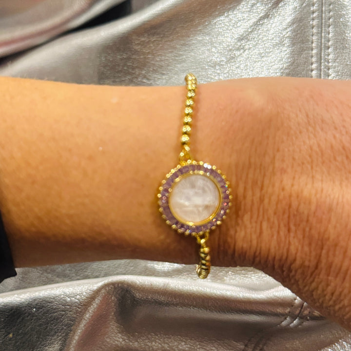 San Benedict Mother of Pearl Protection Slider Bracelet