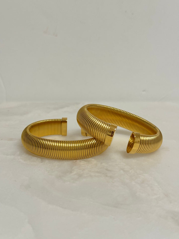 Spring 2024 Default Title Bracelets Mannaz Designs Gina Open Cuff Stainless Steel Gold Plated Snake Cuff Bracelet 