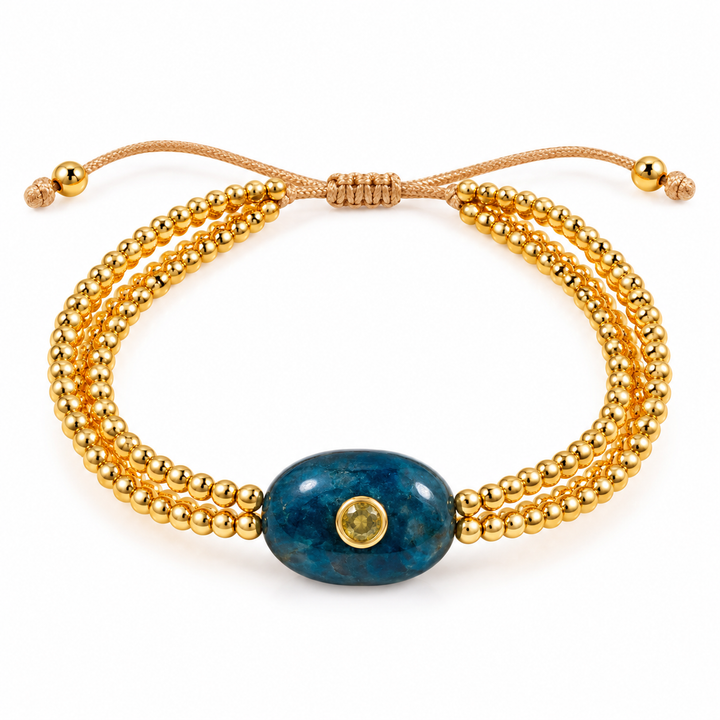 The Intention Bracelet — Gemstone Macramé Gold Beaded Bracelet