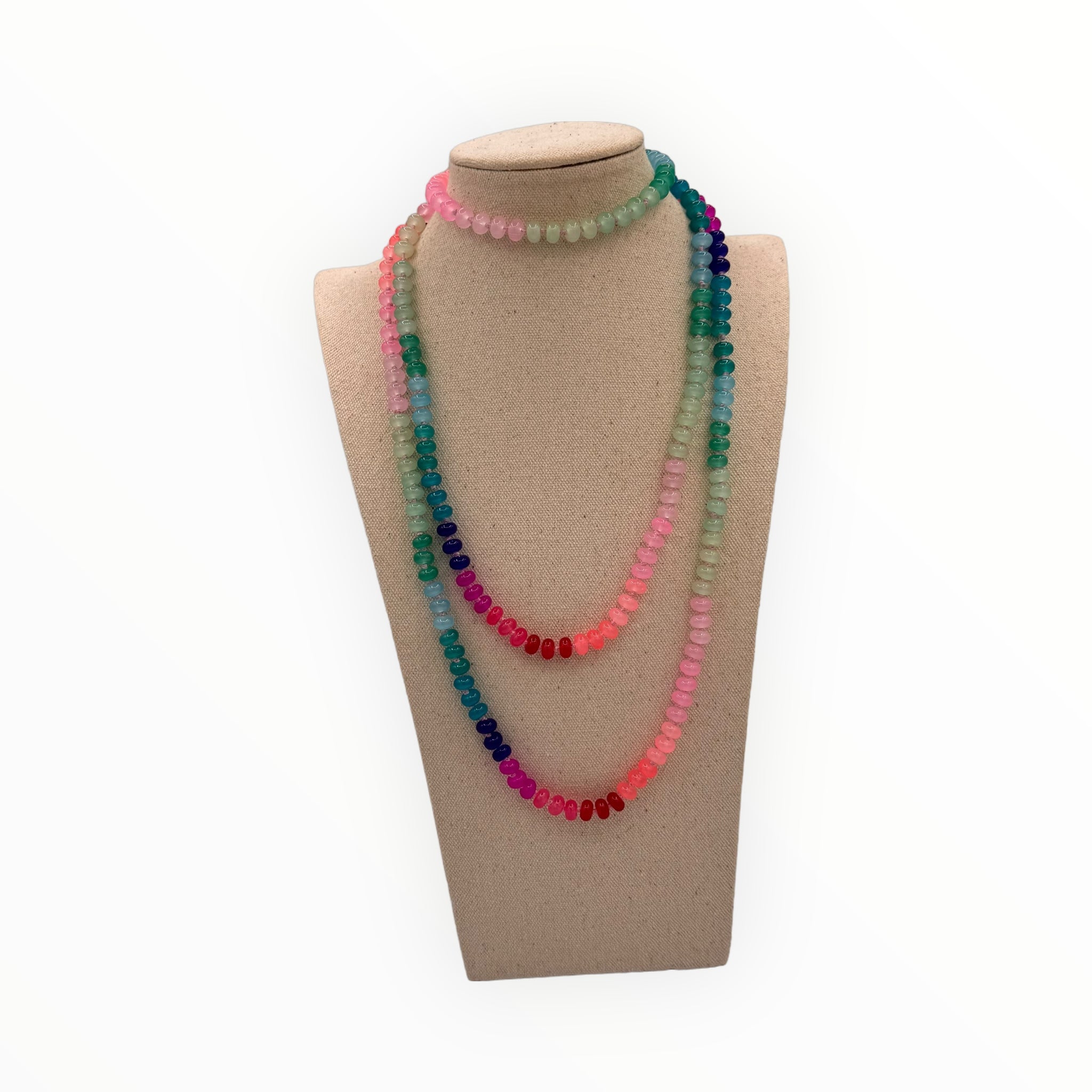 Florida sunshine necklace No. 3 | Rainbow necklace | Hand knotted gemstone bead necklace | Cloud store pendant | 22” Long