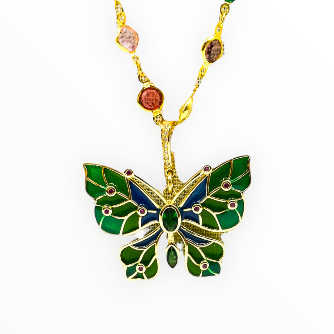  Default Title Necklaces Mannaz Designs Green Butterfly Gold Pendant Necklace 