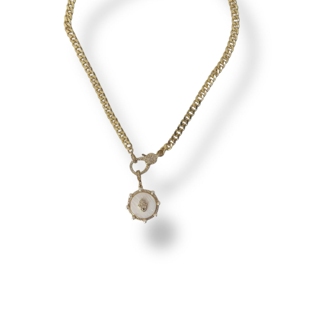  Default Title  Mannaz Designs Hamsa Medallion Gold Necklace 