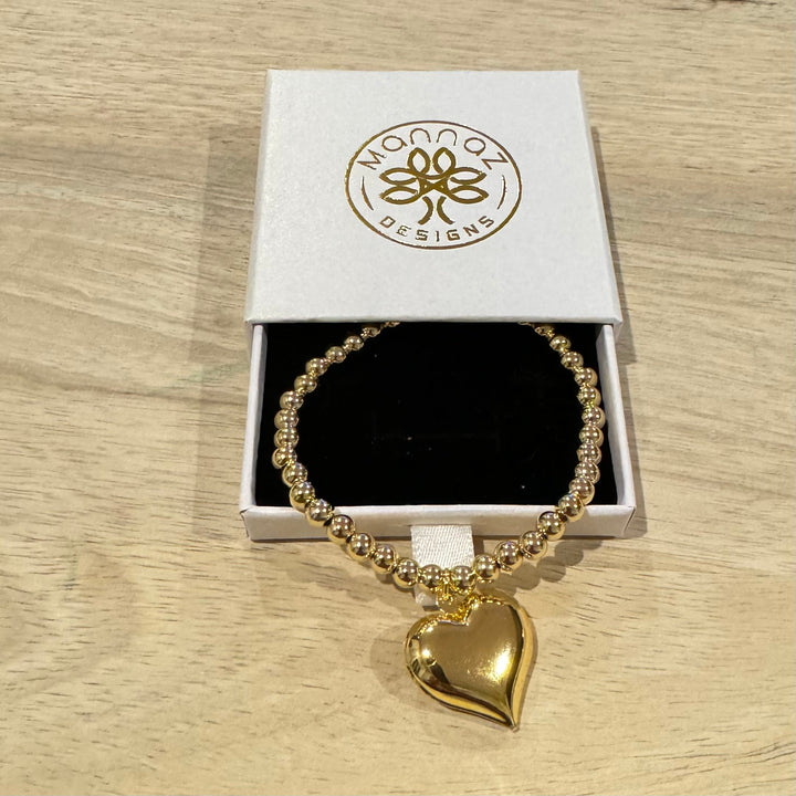 Spring 2024, Valentines Default Title Bracelets Mannaz Designs Heart Gold Elastic Bracelets 
