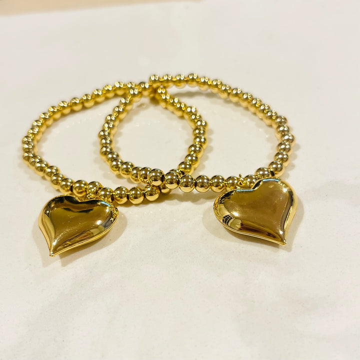 Spring 2024, Valentines Default Title Bracelets Mannaz Designs Heart Gold Elastic Bracelets 
