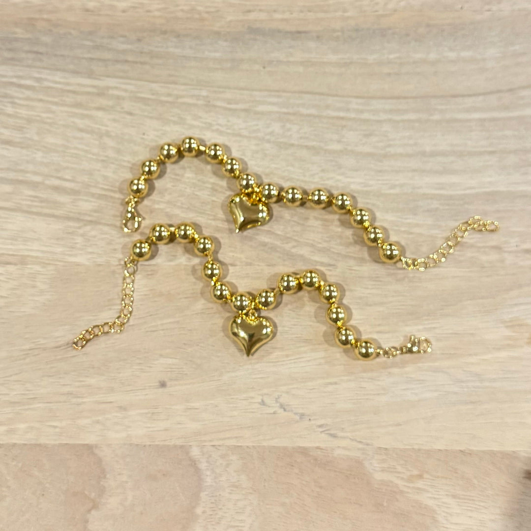 Spring 2024, Valentines Default Title Bracelets Mannaz Designs Heart Puff Gold Bracelet 