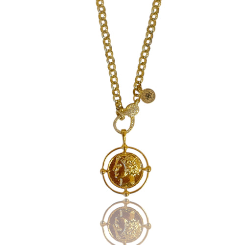 Ancient Coin Gold  Medallion Necklace