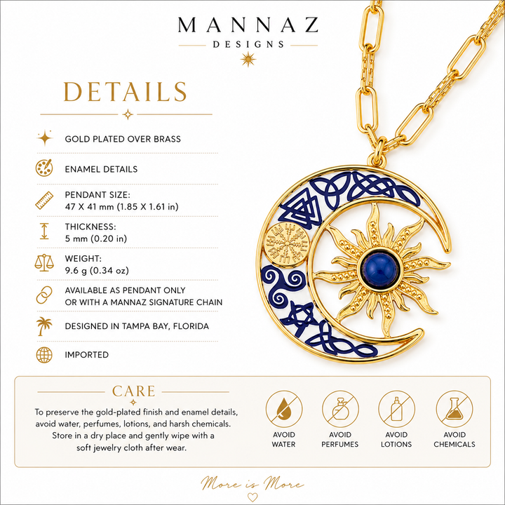 Blue Celestial Sun &amp; Moon Pendant