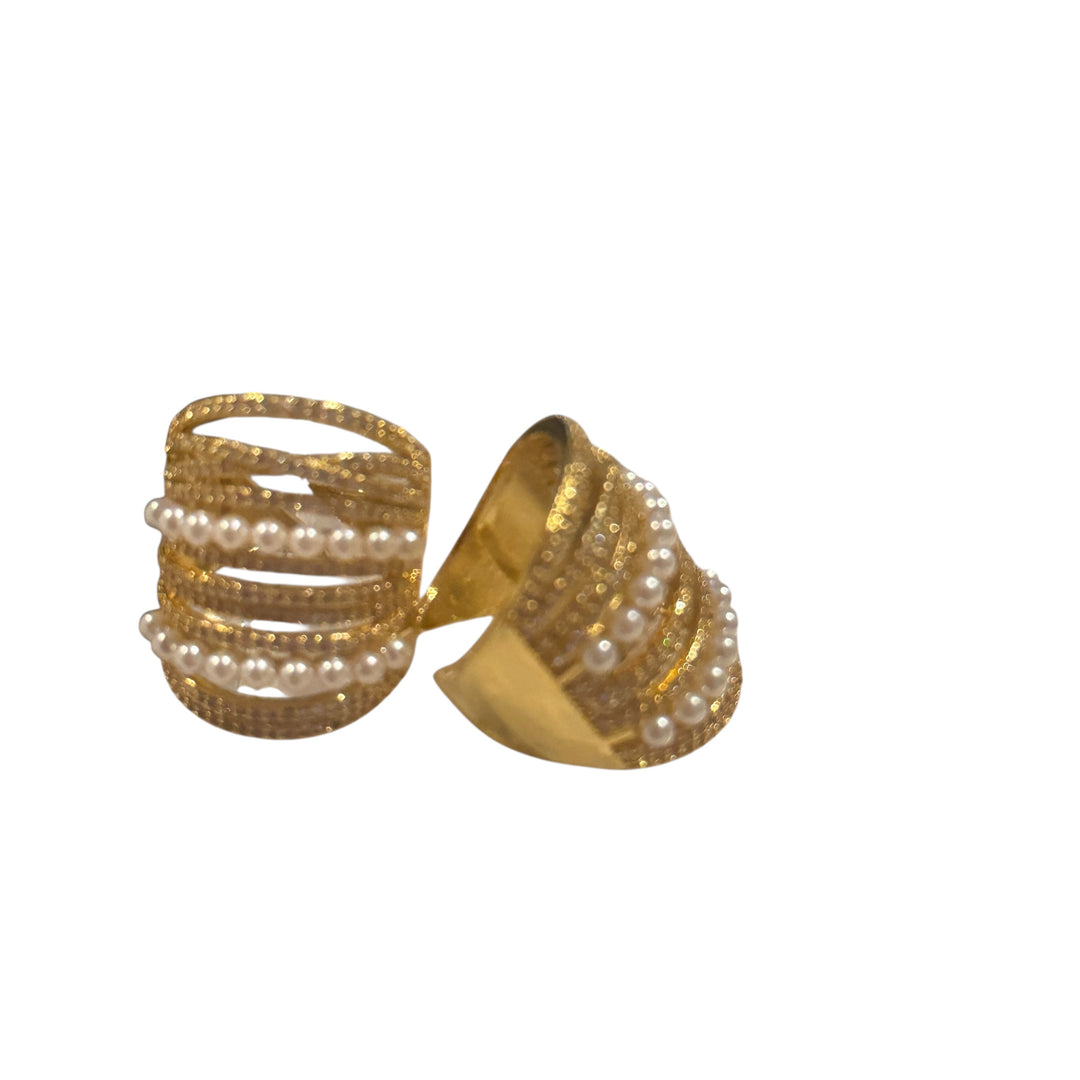 Venus Gold Pearl Statement Ring