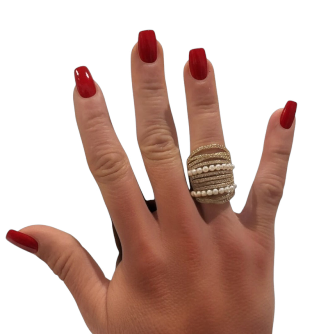 Venus Gold Pearl Statement Ring