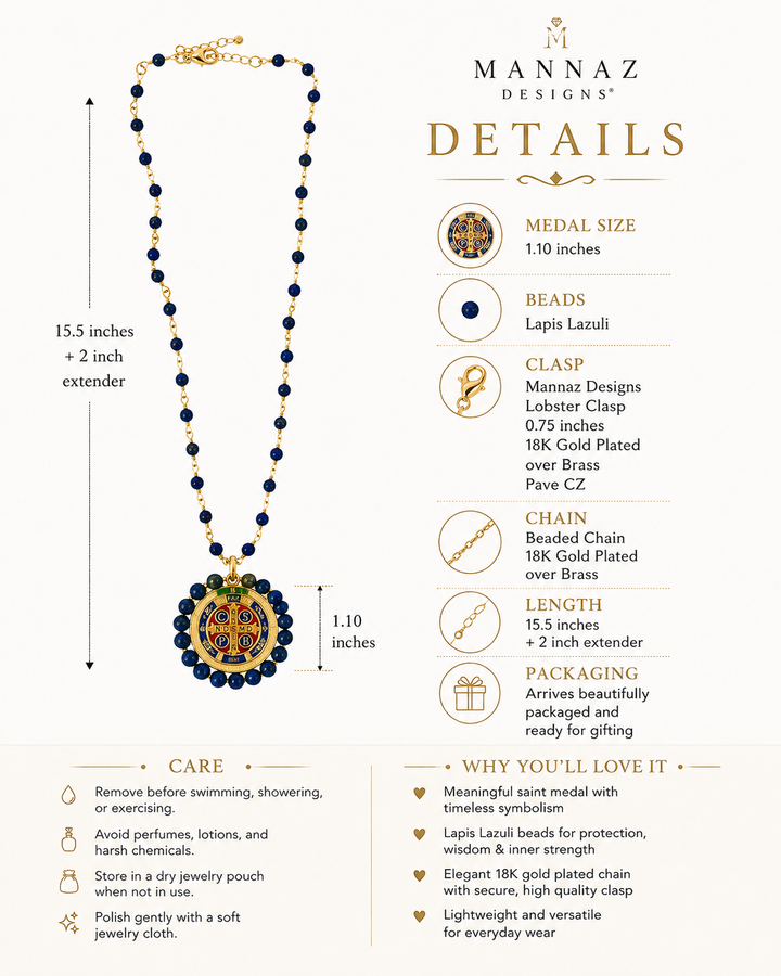 San Benedict Protector Medal Rosary Necklace