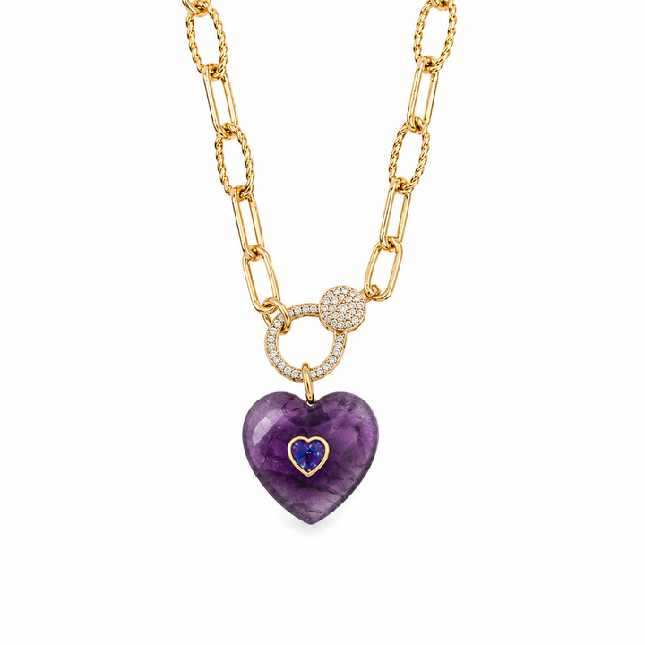 Amethyst Heart Pendant Necklace