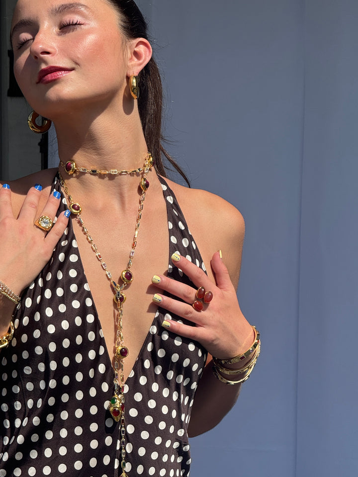 Elizabeth Tiger Eye Lariat Necklace