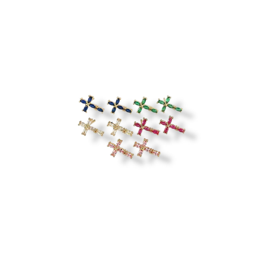 Cross Color Zirconia Earrings