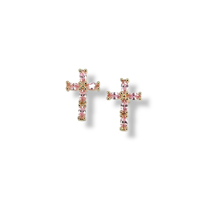 Cross Color Zirconia Earrings