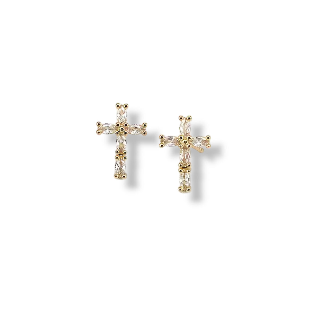 Cross Color Zirconia Earrings