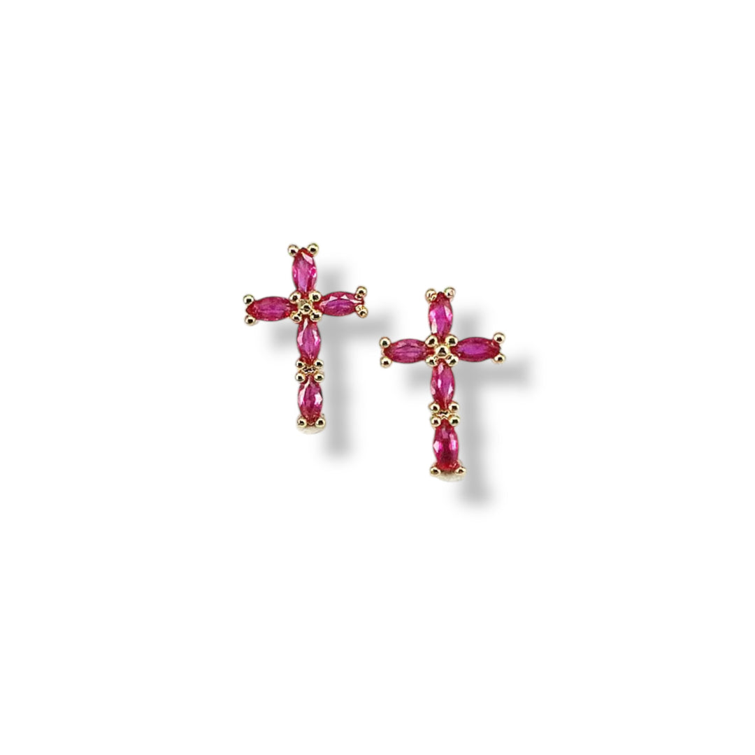 Cross Color Zirconia Earrings
