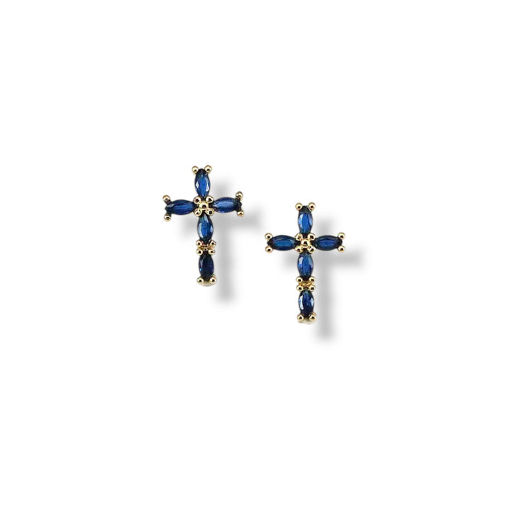 Cross Color Zirconia Earrings