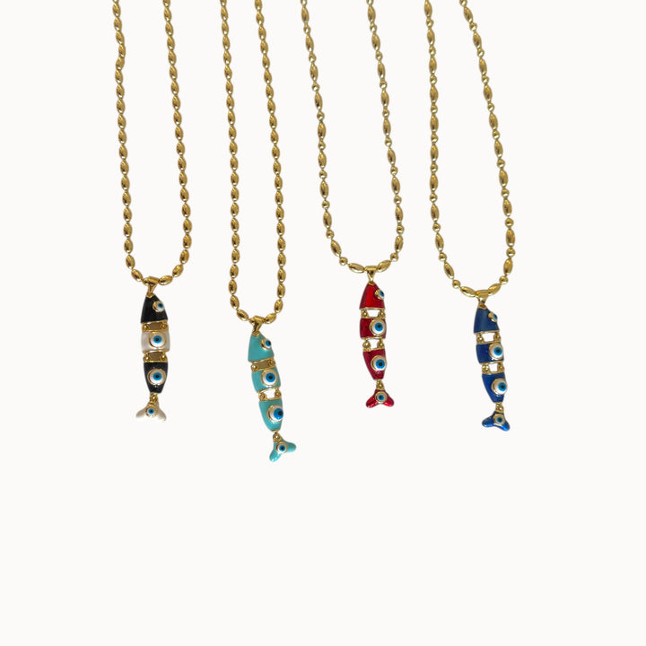 Lucky Guardian Evil Eye Fish Necklace