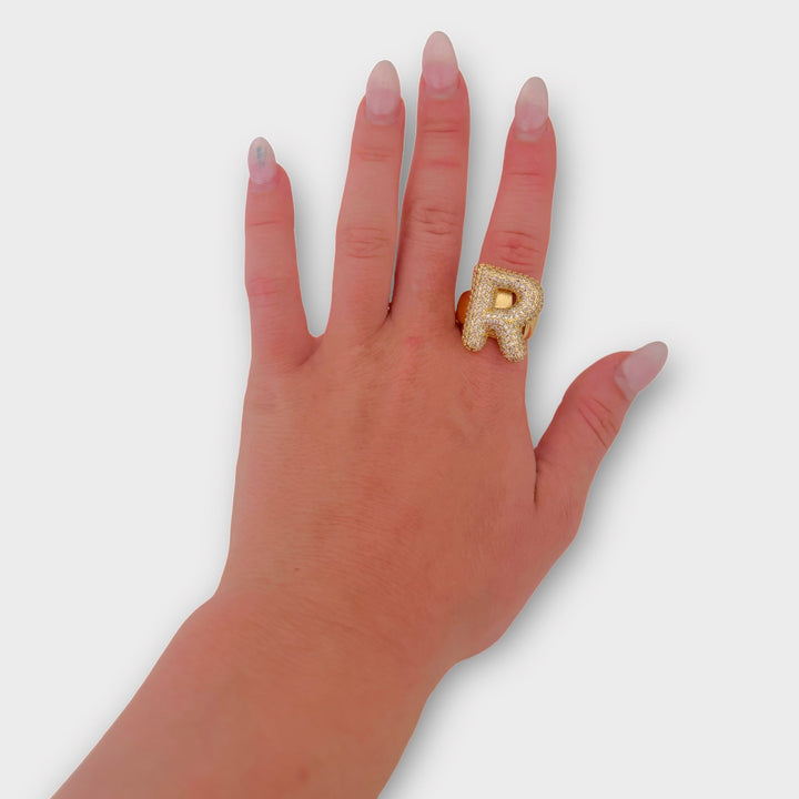  V  Mannaz Designs Initial Letter Gold Ring 