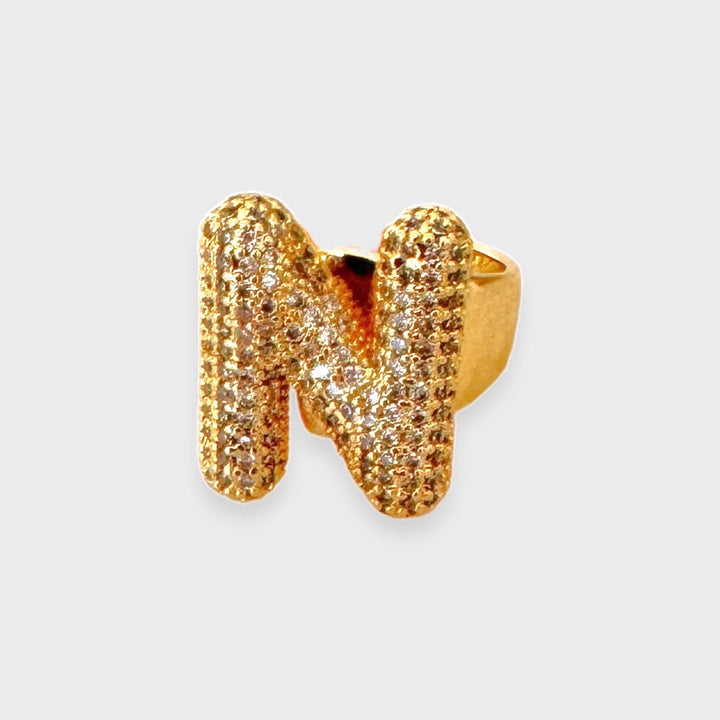  V  Mannaz Designs Initial Letter Gold Ring 