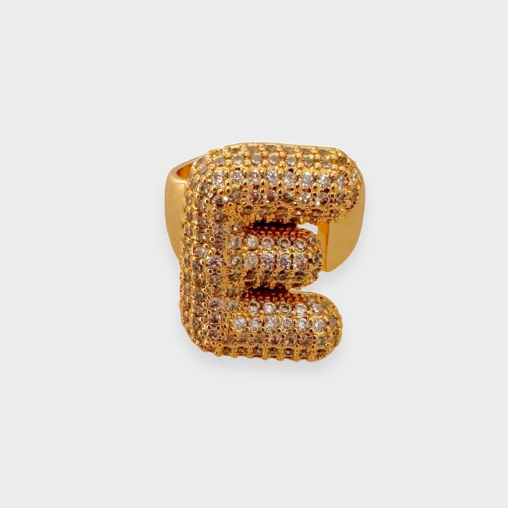  V  Mannaz Designs Initial Letter Gold Ring 