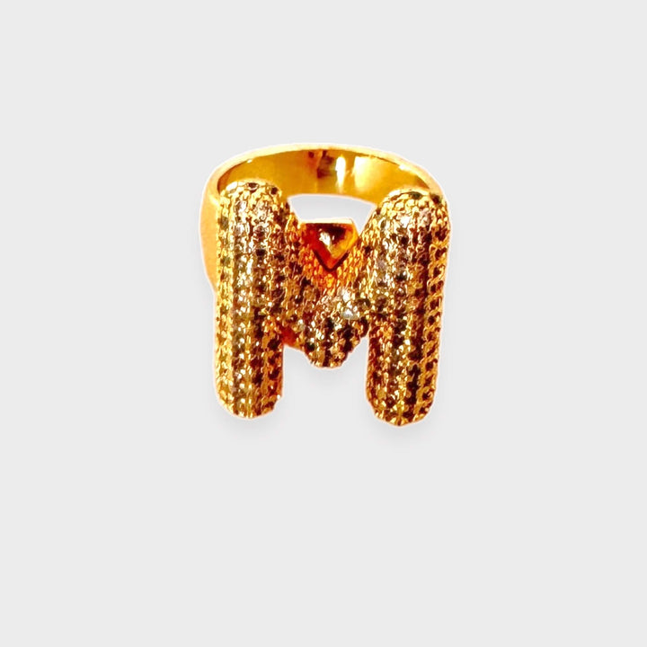  V  Mannaz Designs Initial Letter Gold Ring 