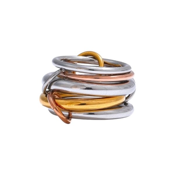 holidays 24 6 Rings Mannaz Designs Iris Tri-Color Stacked Stainless Steel Rings – Gold, Silver, Rose Gold 