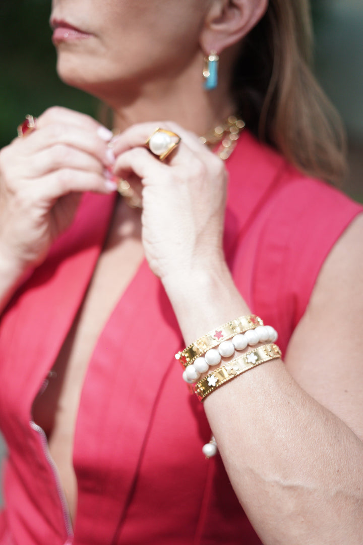 Spring 2024 Default Title Bracelets Mannaz Designs Kelly  Pearls Adjustable Bracelet 