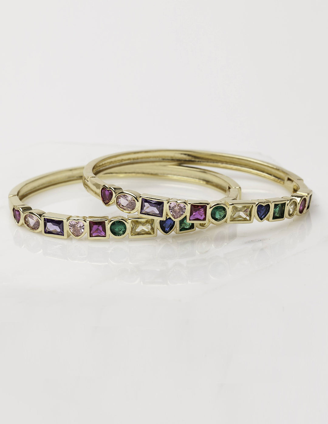 Fall 23 Default Title Necklaces Mannaz Designs Mannaz Designs 18k Gold Plated Rainbow Zirconia Bangle Bracelet 