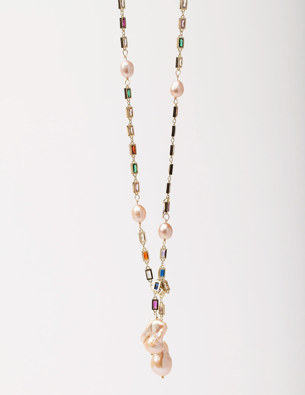 Fall 23 Default Title Necklaces Mannaz Designs Mannaz Designs Lustrous Lariat Rainbow Gold Necklace 