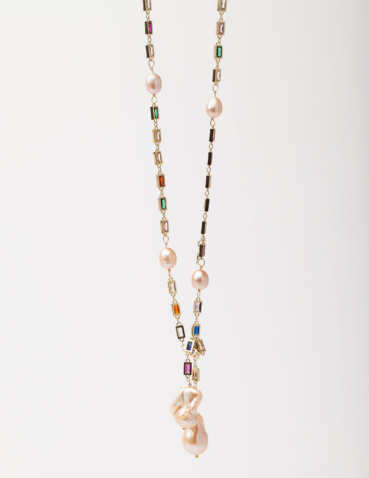 Fall 23 Default Title Necklaces Mannaz Designs Mannaz Designs Lustrous Lariat Rainbow Gold Necklace 