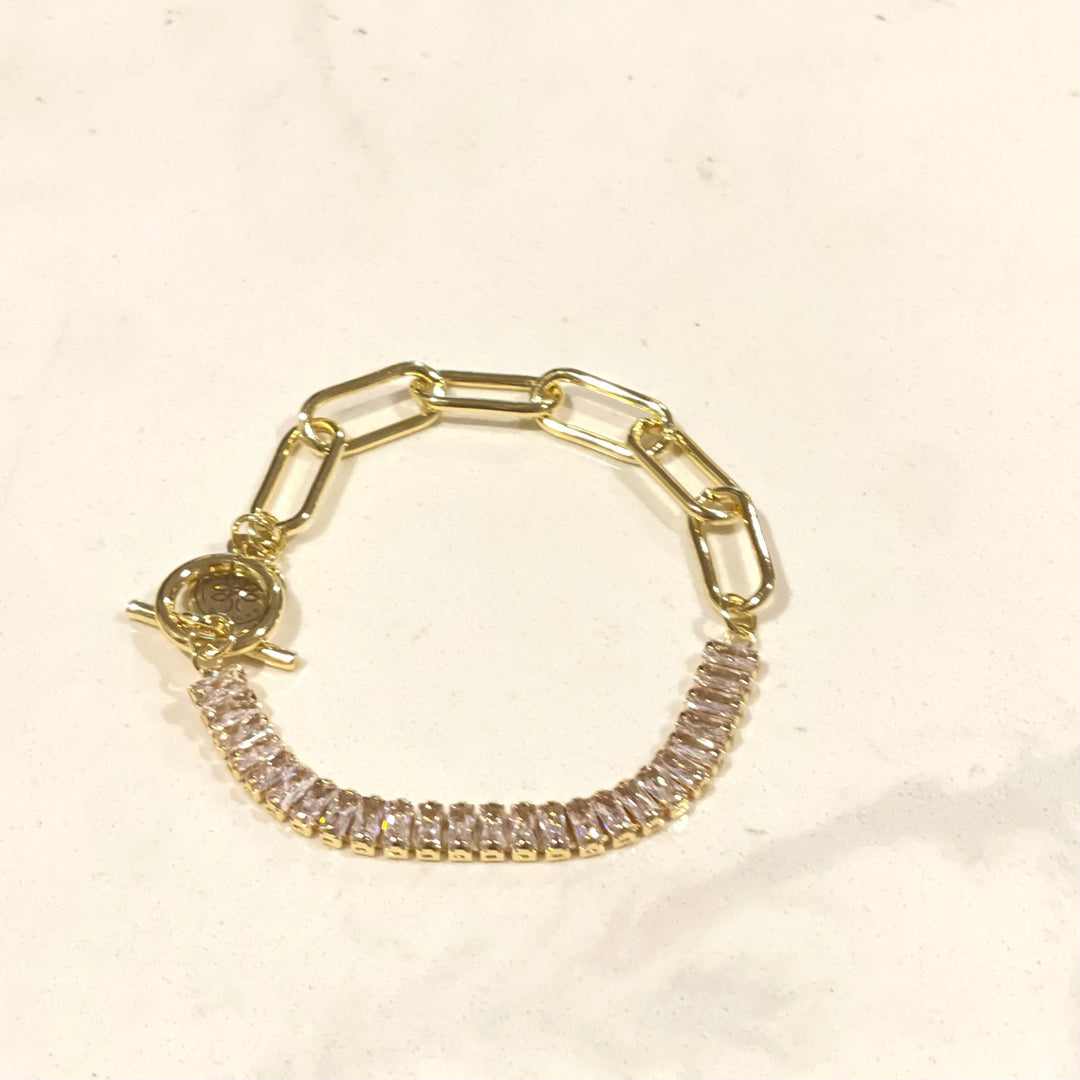  Default Title Bracelets Mannaz Designs Parker Chain and Baguette Gold Bracelet 