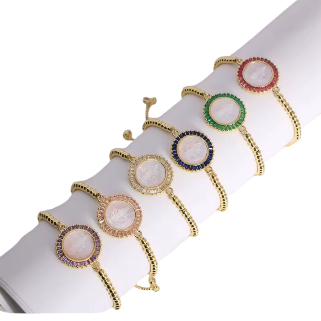 San Benedict Mother of Pearl Protection Slider Bracelet