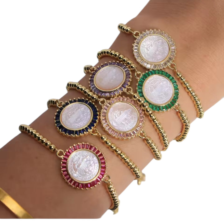 San Benedict Mother of Pearl Protection Slider Bracelet